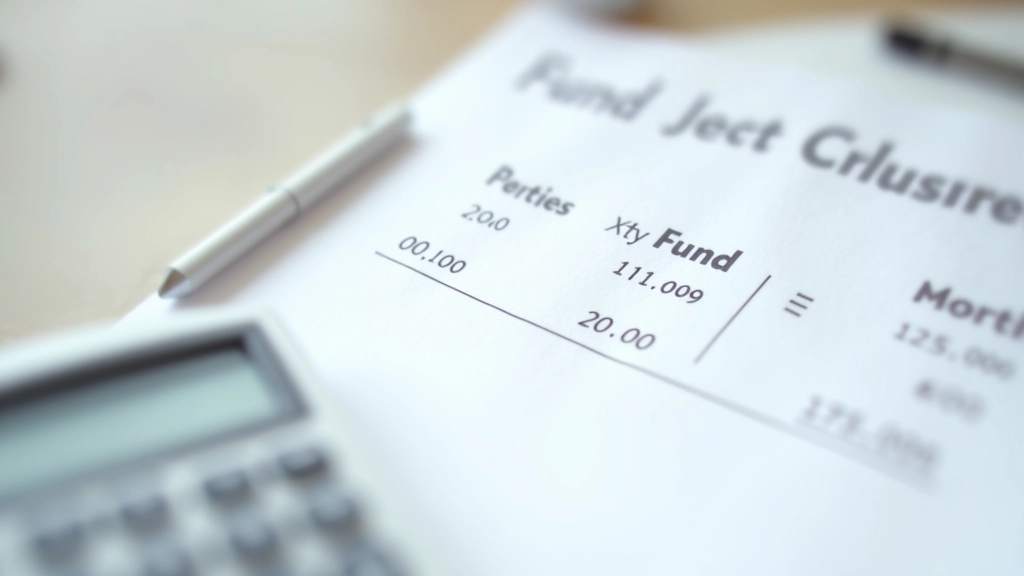 Rozpis poplatků fondu s příkladem výpočtu na bílém papíru s grafikou a čísly