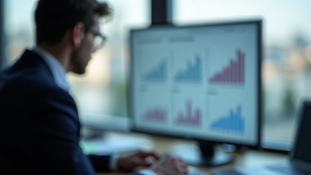 Profesionální finanční analytik pracuje s grafy na počítači v moderní kanceláři