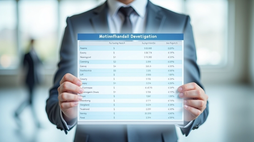 Tabulka poplatků s čtyřmi řádky a srovnáním procent v tabelárním formátu